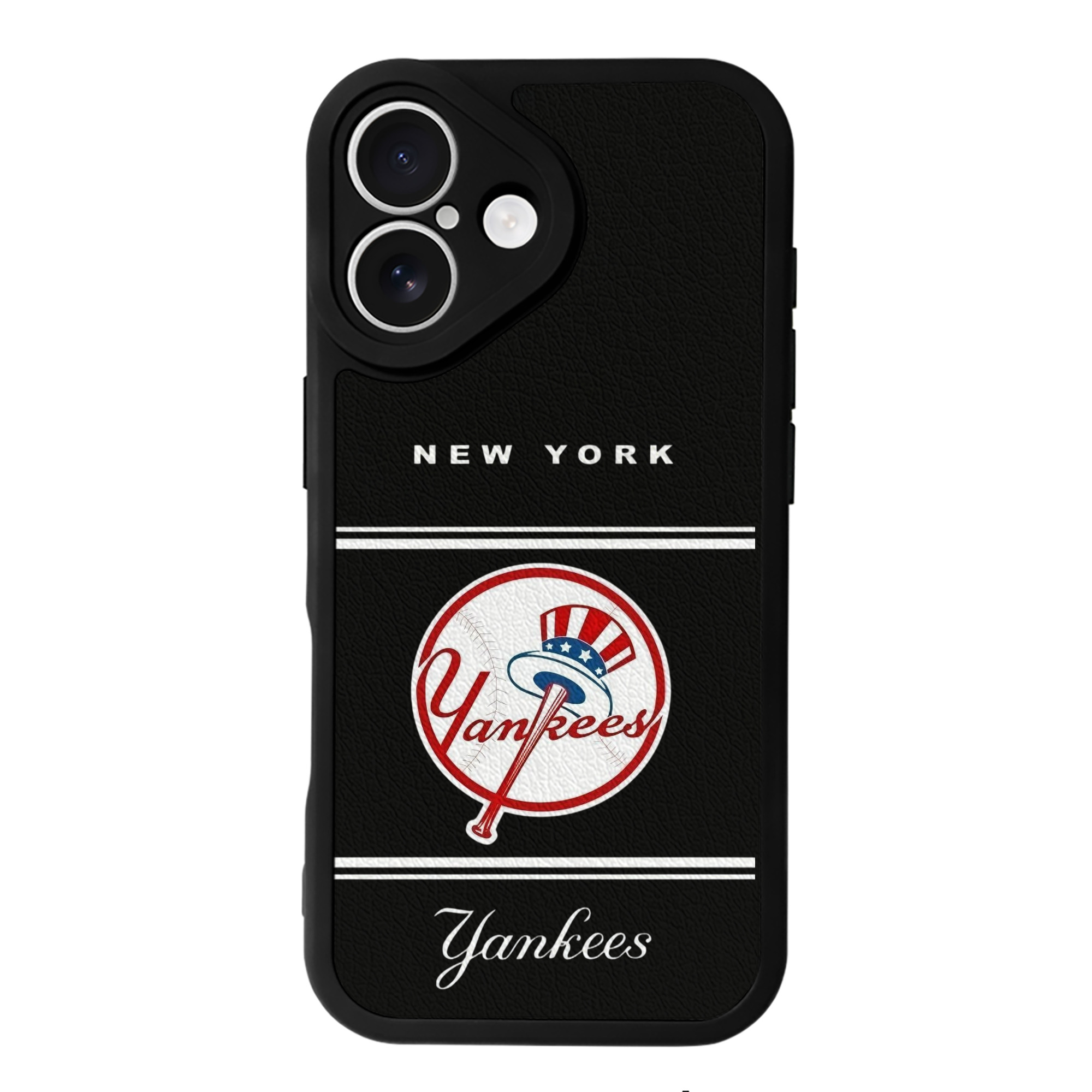 New York Yankees Logo IPhone 16 Silicone Leather Case – UV Print, Lambskin Texture – Perfect Fit, Wireless Charging Compatible, Scratch Resistant, Precise Cutouts – Stylish Protection For IPhone 16